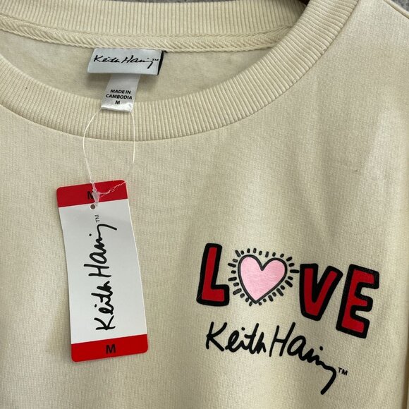 NEW Keith Haring Women's M Love Sweatshirt & Jogger Lounge Set Beige - Picture 8 of 9